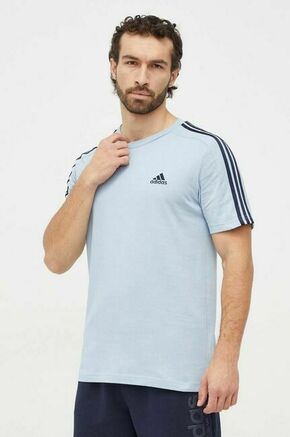 Bombažna kratka majica adidas moški - modra. Lahkotna kratka majica iz kolekcije adidas