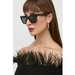 Sončna očala Gucci ženski, črna barva - črna. Sončna očala iz kolekcije Gucci. Model s enobarvnimi stekli in okvirji iz plastike. Ima filter UV 400.