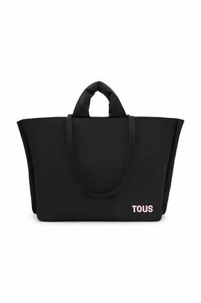 Torbica Tous črna barva - črna. Velika nakupovalna torbica iz kolekcije Tous. Model na zapenjanje