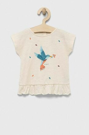 Otroška bombažna majica zippy bež barva - bež. Kratka majica za dojenčka iz kolekcije zippy. Model izdelan iz mehke pletenine.