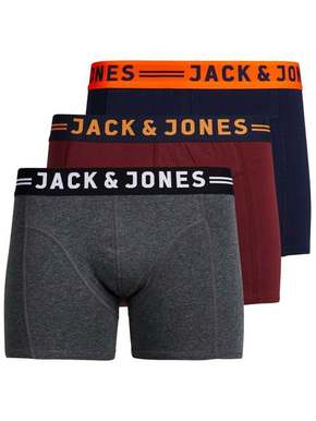 Jack&amp;Jones 3 PAKET - moški bokserji JACLICHFIELD 12113943 Burgundy (Velikost XXL)