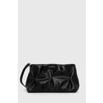 Usnjena večerna torbica Coccinelle črna barva - črna. Majhna večerna torbica iz kolekcije Coccinelle. Model na zapenjanje, izdelan iz naravnega usnja.