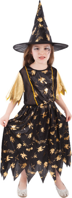 Otroški čarovniški kostum črno-zlat (S)