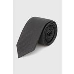 Svilena kravata HUGO črna barva - črna. Kravata iz kolekcije HUGO. Model izdelan iz enobarvne tkanine. Visokokakovosten izdelek, izdelan v Italiji.