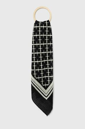 Volneni šal By Malene Birger črna barva - črna. Ruta iz kolekcije By Malene Birger. Model izdelan iz vzorčaste tkanine.