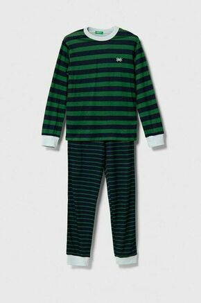 Otroška pižama United Colors of Benetton zelena barva - zelena. Otroški pižama iz kolekcije United Colors of Benetton. Model izdelan iz vzorčaste pletenine. Izjemno udoben material.
