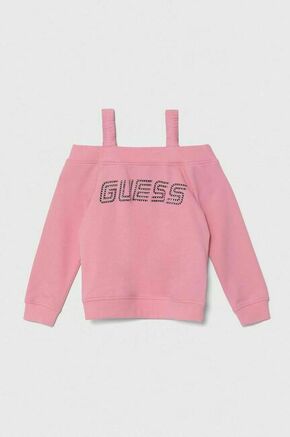 Otroški pulover Guess roza barva - roza. Otroški pulover iz kolekcije Guess