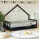 Greatstore Otroški posteljni okvir s predali črn 90x190 cm trdna borovina