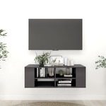 vidaXL Stenska TV omarica visok sijaj siva 102x35x35 cm iverna plošča