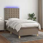 vidaXL Box spring postelja z vzmetnico LED taupe 80x200 cm blago