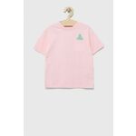 Otroška bombažna kratka majica GAP roza barva - roza. Otroške lahkotna kratka majica iz kolekcije GAP, izdelana iz tanke, elastične pletenine. Model iz izjemno udobne bombažne tkanine.
