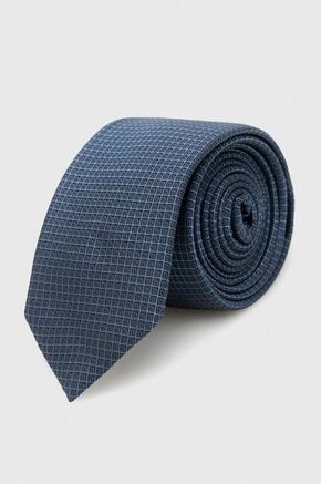 Kravata s primesjo svile HUGO - modra. Kravata iz kolekcije HUGO. Model izdelan iz vzorčaste tkanine.