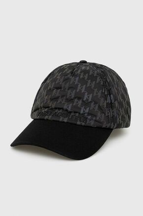 Kapa s šiltom Karl Lagerfeld črna barva - črna. Kapa s šiltom vrste baseball iz kolekcije Karl Lagerfeld. Model izdelan iz vzorčaste tkanine.