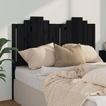 Greatstore Vzglavje postelje, črno, 146x4x110 cm, masivni borov les