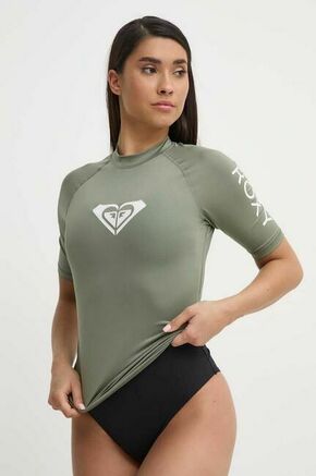 Kopalna kratka majica Roxy Whole Hearted zelena barva - zelena. Kratka majica za plažo iz kolekcije Roxy. Model izdelan iz materiala za zaščito pred škodljivimi sončnimi žarki.