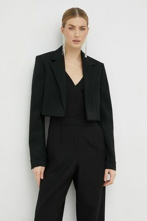 Suknjič Victoria Beckham črna barva - črna. Suknjič iz kolekcije Victoria Beckham. Model izdelan iz enobarvnega materiala.