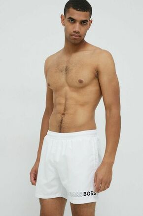 Kopalne kratke hlače BOSS bela barva - bela. Kopalne kratke hlače iz kolekcije BOSS. Model izdelan iz tkanine.
