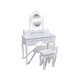 VIDAXL Toaletna miza z ogledalom in stolčkom 7 predalov bela