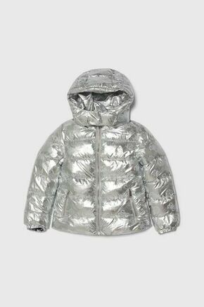 Otroška jakna Guess srebrna barva - srebrna. Otroški jakna iz kolekcije Guess. Podložen model