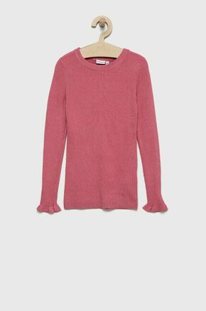 Otroški pulover Name it roza barva - roza. Otroški Pulover iz kolekcije Name it. Model z okroglim izrezom