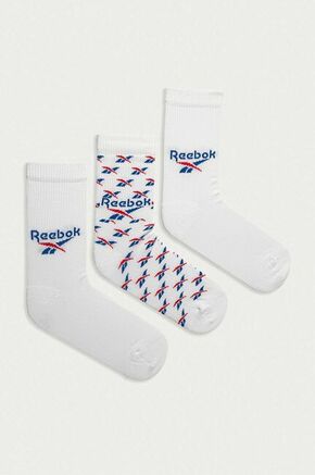 Reebok Classic nogavice (3-pack) - bela. Visoke nogavice iz kolekcije Reebok Classic. Model izdelan iz elastičnega materiala. V kompletu so trije pari.