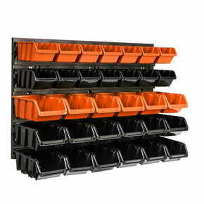 Botle Viseča plošča za orodje 58 x 39 cm z 32 kos Škatla stenskih Oranžna in Črna škatle plastika