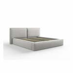 Svetlo siva oblazinjena zakonska postelja s prostorom za shranjevanje in letvenim dnom 180x200 cm Arendal – Cosmopolitan Design