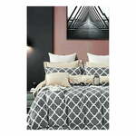 Siva/bež podaljšana bombažna posteljnina za zakonsko posteljo z rjuho 200x220 cm Geometric – Mila Home