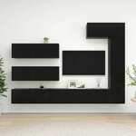 Komplet TV omaric 7-delni črna iverna plošča - vidaXL - črna - 101,96 - 100 x 30 x 30 cm - vidaXL