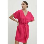 Krilo z lanom Answear Lab roza barva - roza. Lahkotna obleka iz kolekcije Answear Lab. Model izdelan iz enobarvne tkanine. Kolekcija je na voljo izključno na Answear.Si.