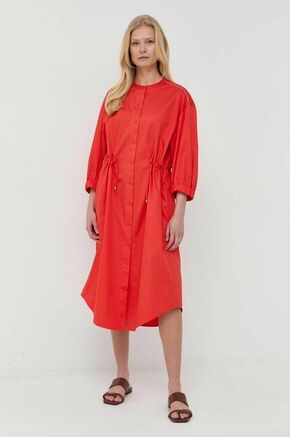 Bombažna obleka Max Mara Leisure rdeča barva - rdeča. Obleka iz kolekcije Max Mara Leisure. Nabran model