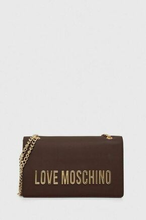 Torbica Love Moschino rjava barva - rjava. Srednje velika torbica iz kolekcije Love Moschino. Model na zapenjanje