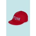 Otroška bombažna bejzbolska kapa Mayoral rdeča barva - rdeča. Otroški kapa s šiltom vrste baseball iz kolekcije Mayoral. Model izdelan iz pletenine z nalepko.