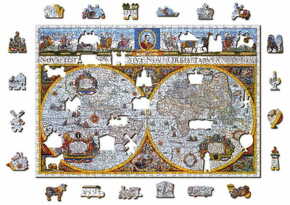Wooden city Lesena sestavljanka Nova Terrarum starinski zemljevid 2v1