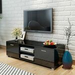 TV omarica visok sijaj črna 140x40,3x34,7 cm