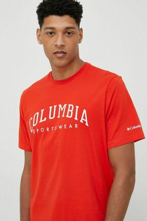 Bombažna kratka majica Columbia rdeča barva - rdeča. Kratka majica iz kolekcije Columbia. Model izdelan iz pletenine s potiskom.