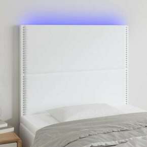 VidaXL LED posteljno vzglavje belo 100x5x118/128 cm umetno usnje