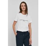 Tommy Hilfiger bombažna majica - bela. T-shirt iz zbirke Tommy Hilfiger. Model narejen iz tanka, elastična tkanina.
