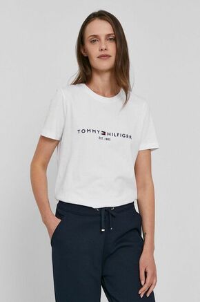 Tommy Hilfiger bombažna majica - bela. T-shirt iz zbirke Tommy Hilfiger. Model narejen iz tanka