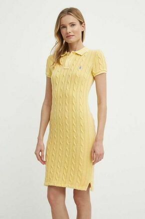 Bombažna obleka Polo Ralph Lauren rumena barva