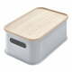 Siva škatla za shranjevanje s pokrovom iz pavlovnije iDesign Eco Handled, 21,3 x 30,2 cm