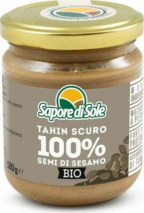 Sapore di Sole Bio 100% polnozrnata sezamova krema - temni tahini - 180 g