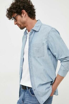 Jeans srajca GAP moška - modra. Srajca iz kolekcije GAP. Model izdelan iz jeansa. Trden material