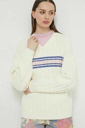 Bombažen pulover Guess Originals bež barva - bež. Pulover iz kolekcije Guess Originals. Model izdelan iz srednje debele pletenine. Model iz izjemno udobne bombažne tkanine.