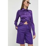 Kratke hlače Patrizia Pepe ženski, vijolična barva - vijolična. Kratke hlače iz kolekcije Patrizia Pepe, izdelane iz enobarvnega materiala. Model iz izjemno udobne tkanine z visoko vsebnostjo viskoze.