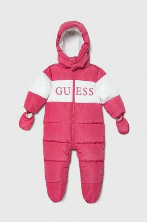 Kombinezon za dojenčka Guess roza barva - roza. Kombinezon za dojenčka iz kolekcije Guess. Model izdelan iz prešite tkanine.