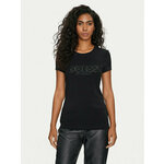 Kratka majica Guess ženska, črna barva, W4GI14 J1314 - črna. Kratka majica iz kolekcije Guess, izdelana iz tanke, elastične pletenine. Model iz zračne tkanine z visoko vsebnostjo bombaža.