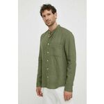 Lanena srajca Marc O'Polo zelena barva - zelena. Srajca iz kolekcije Marc O'Polo, izdelana iz enobarvne tkanine. Model iz zračne lanene tkanine.