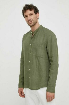 Lanena srajca Marc O'Polo zelena barva - zelena. Srajca iz kolekcije Marc O'Polo