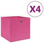 vidaXL Škatle 4 kosi netkano blago 28x28x28 cm roza